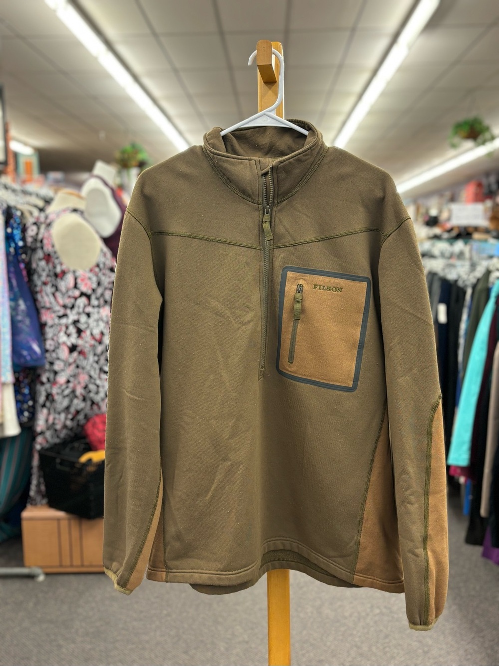 🛍️Olive and Brown Lightweight Quarter-Zip Pullover